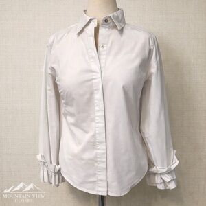Michael Kors White Button-Up Blouse | Classic Chic Minimalist| lawyer |Teacher